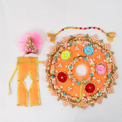 Peach Multiflower Poshak for Laddu Gopal