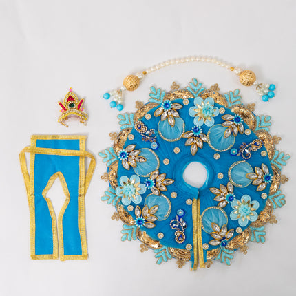 Sky Blue Flower Poshak for Laddu Gopal