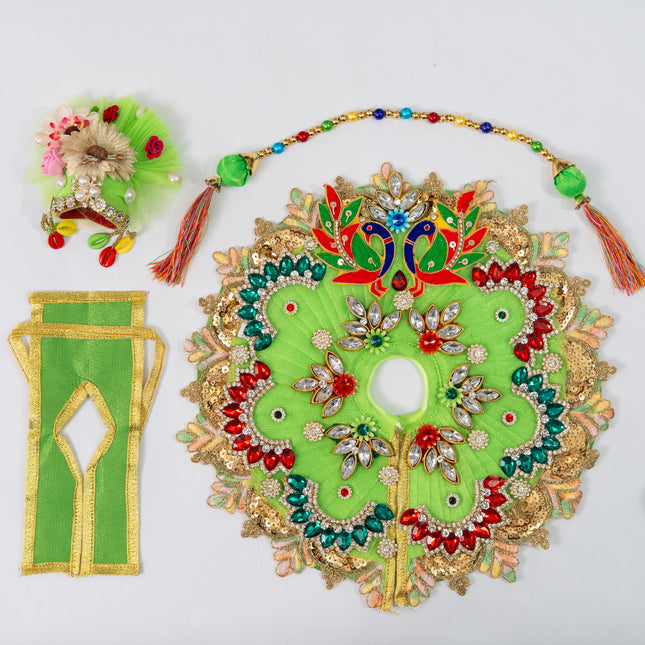 Green Diamond Haar Poshak for Laddu Gopal