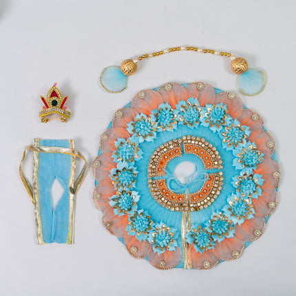 Sky Blue Peach Ring Poshak for Laddu Gopal