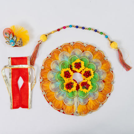 Red Base Multi Ring Poshak for Laddu Gopal