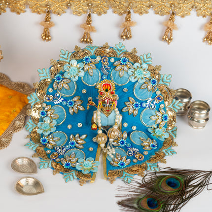Sky Blue Flower Poshak for Laddu Gopal