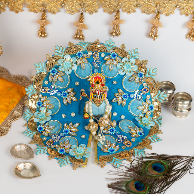 Sky Blue Flower Poshak for Laddu Gopal