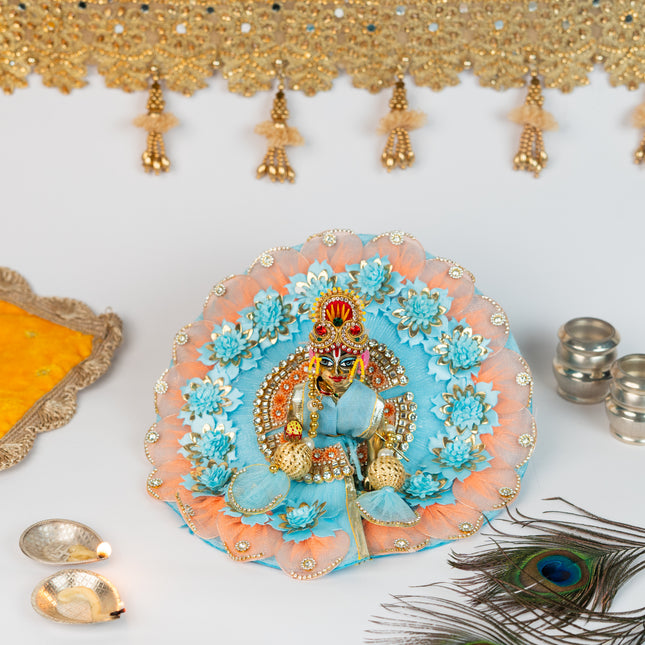 Sky Blue Peach Ring Poshak for Laddu Gopal