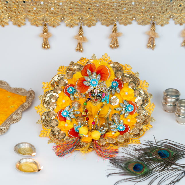 Yellow Phool Booti Poshak for Laddu Gopal