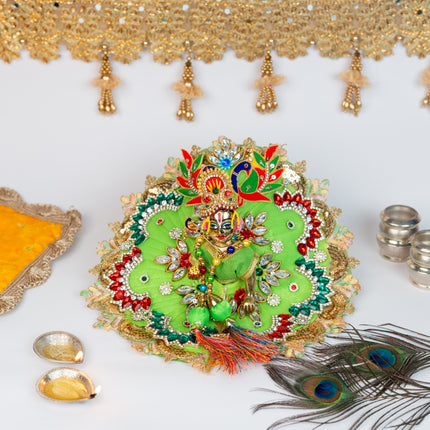Green Diamond Haar Poshak for Laddu Gopal