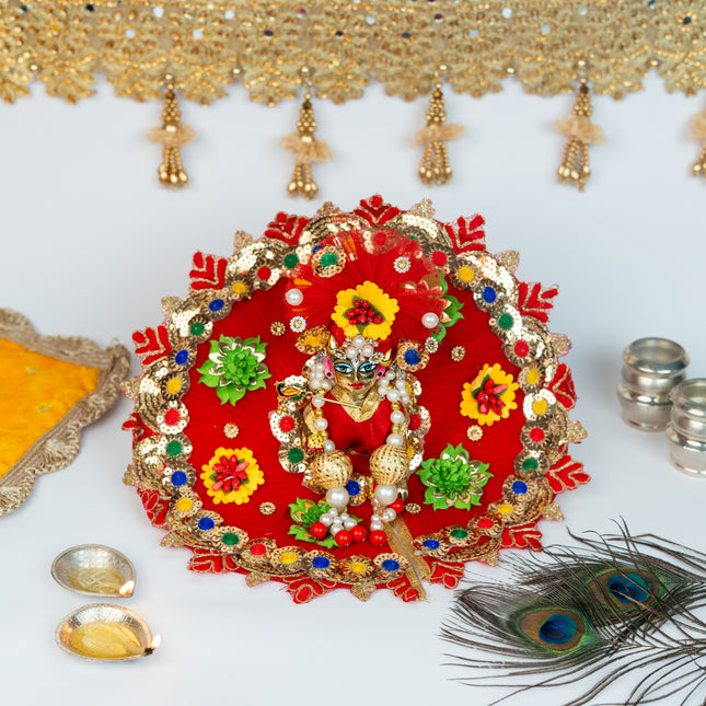 Red Flower Poshak for Laddu Gopal