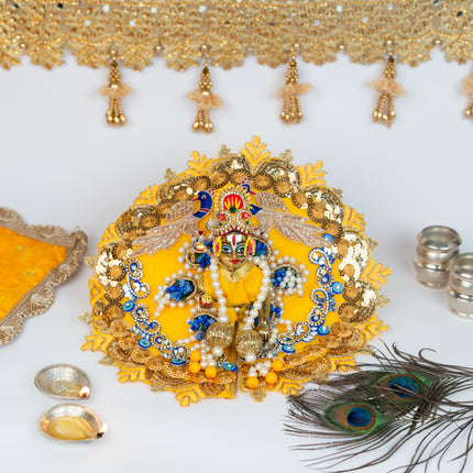 Yellow Jari Mor Poshak for Laddu Gopal