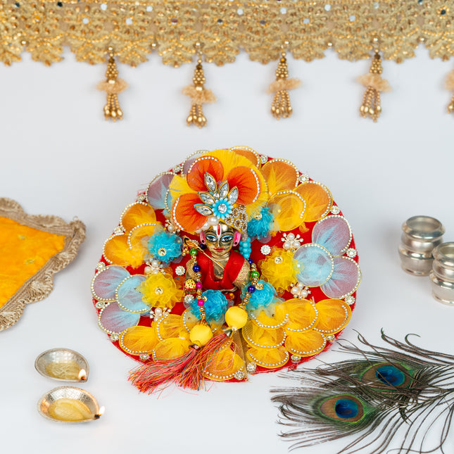 Red Yellow Ring Poshak for Laddu Gopal