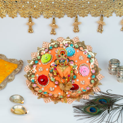 Peach Multiflower Poshak for Laddu Gopal