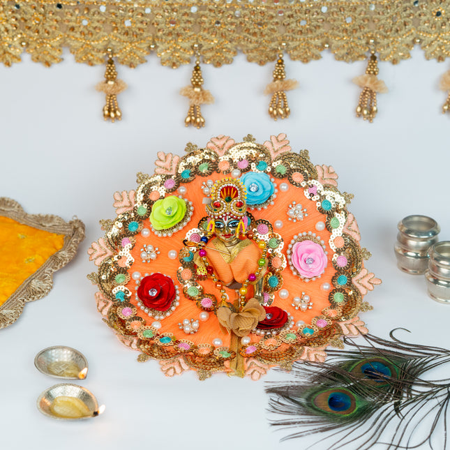 Peach Multiflower Poshak for Laddu Gopal