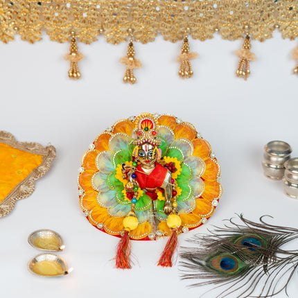 Red Base Multi Ring Poshak for Laddu Gopal