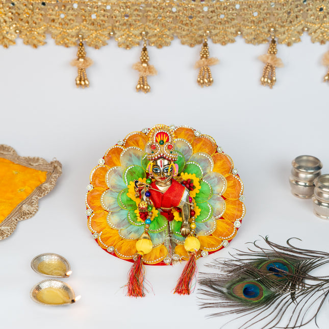 Red Base Multi Ring Poshak for Laddu Gopal