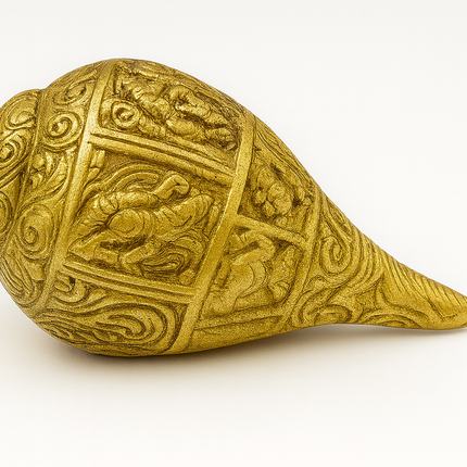 Divine Brass Shankh with Deity Carvings