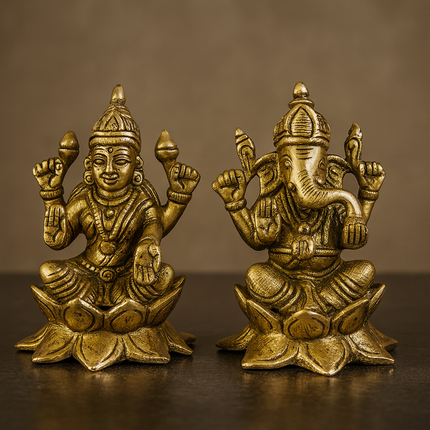 Brass Lakshmi & Ganesha Idol Set (Diwali Special)