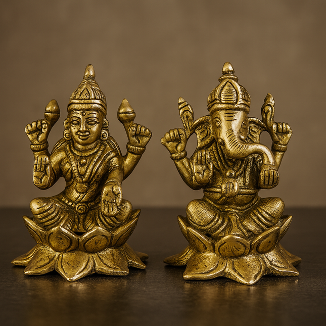 Brass Lakshmi & Ganesha Idol Set (Diwali Special)